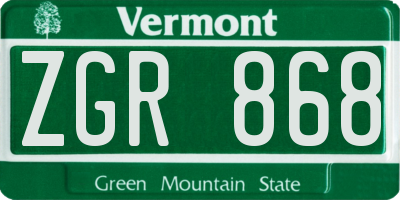 VT license plate ZGR868