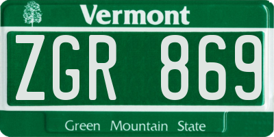 VT license plate ZGR869
