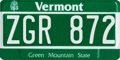 VT license plate ZGR872