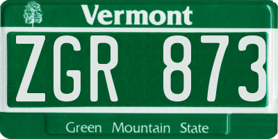 VT license plate ZGR873