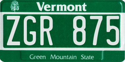 VT license plate ZGR875