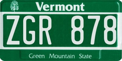 VT license plate ZGR878