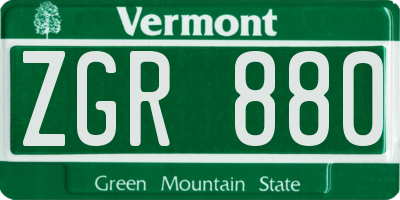 VT license plate ZGR880