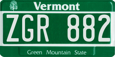 VT license plate ZGR882