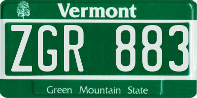 VT license plate ZGR883