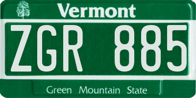 VT license plate ZGR885