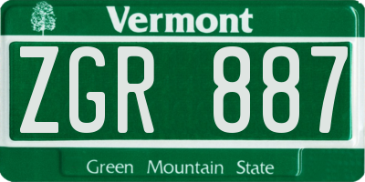 VT license plate ZGR887