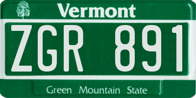 VT license plate ZGR891
