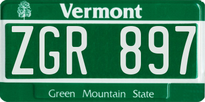 VT license plate ZGR897