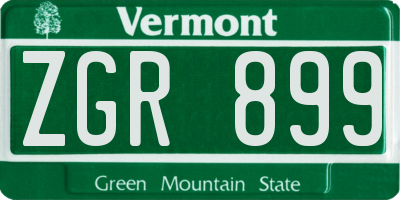 VT license plate ZGR899