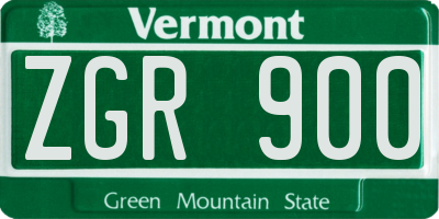 VT license plate ZGR900