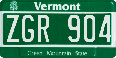 VT license plate ZGR904