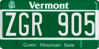 VT license plate ZGR905