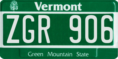VT license plate ZGR906