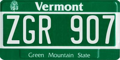 VT license plate ZGR907