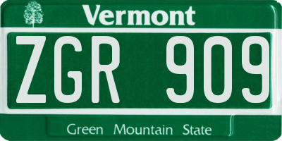 VT license plate ZGR909