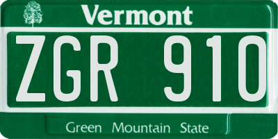 VT license plate ZGR910