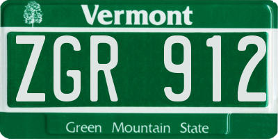 VT license plate ZGR912