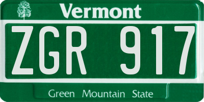 VT license plate ZGR917