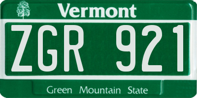 VT license plate ZGR921