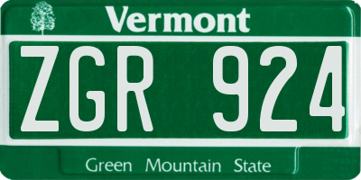 VT license plate ZGR924