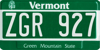 VT license plate ZGR927