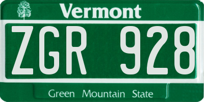 VT license plate ZGR928