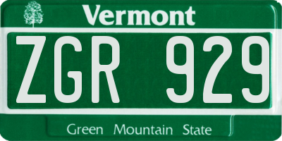 VT license plate ZGR929