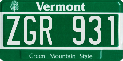 VT license plate ZGR931