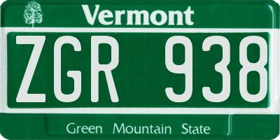 VT license plate ZGR938
