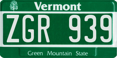 VT license plate ZGR939