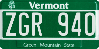 VT license plate ZGR940