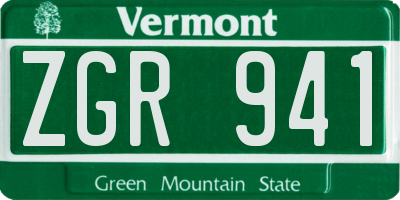 VT license plate ZGR941