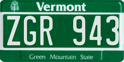 VT license plate ZGR943