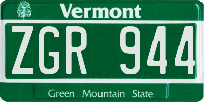 VT license plate ZGR944