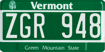 VT license plate ZGR948