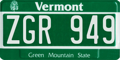 VT license plate ZGR949