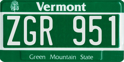 VT license plate ZGR951