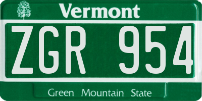 VT license plate ZGR954
