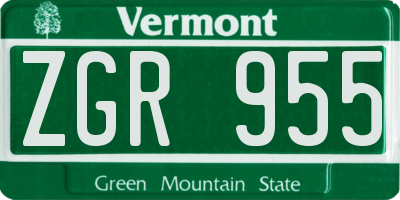 VT license plate ZGR955