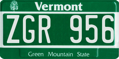VT license plate ZGR956
