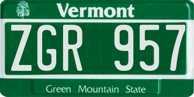 VT license plate ZGR957