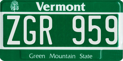 VT license plate ZGR959