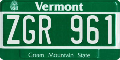 VT license plate ZGR961