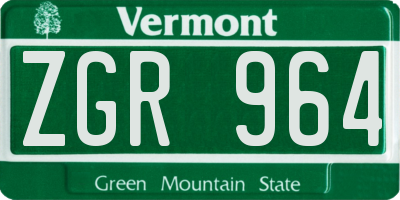 VT license plate ZGR964