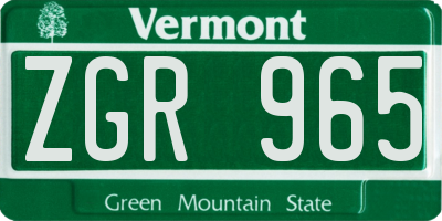 VT license plate ZGR965