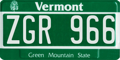VT license plate ZGR966