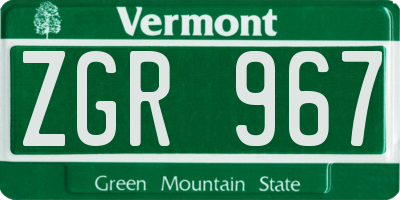 VT license plate ZGR967