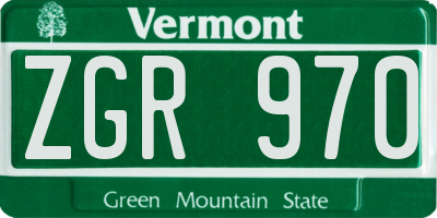 VT license plate ZGR970