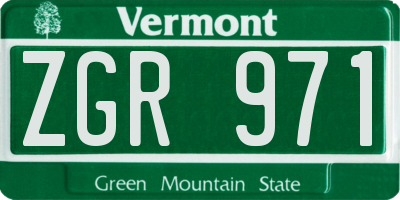 VT license plate ZGR971